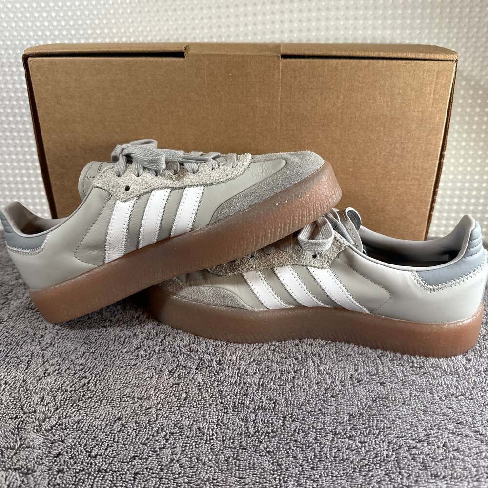 adidas Women's Sambae Platform Sneakers in Grey Two/Cloud White - Picture 6 of 9